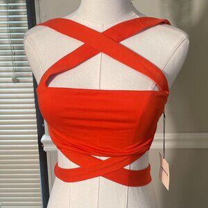 Superdown | Elva Halter Tie Top in Poppy